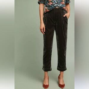 Anthropologie Ett Twa Velvet Cuffed Trousers